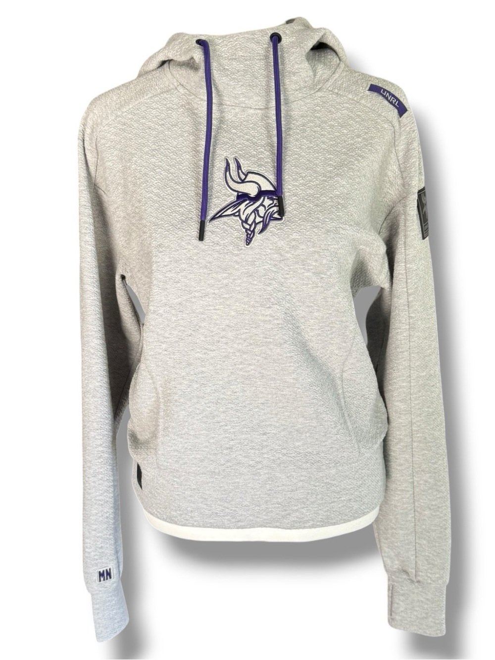 UNRL X NFL Minnesota Vikings Cotton Hooded Sweatshirt, Grey, Women’s Medium